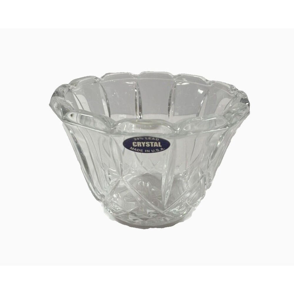 Sunburst Design Antique/Vintage  Lead  24 % Crystal Bowl Made in US Bottom